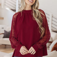 Lace on My Sleeves Blouse-Tops-Ave Shops-[option4]-[option5]-[option6]-[option7]-[option8]-Shop-Boutique-Clothing-for-Women-Online