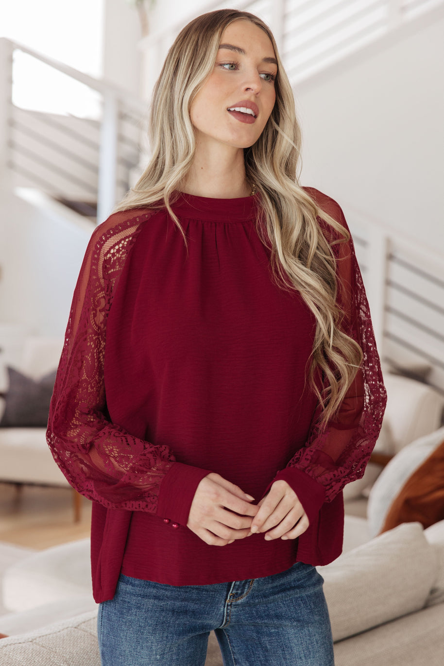 Lace on My Sleeves Blouse-Tops-Ave Shops-[option4]-[option5]-[option6]-[option7]-[option8]-Shop-Boutique-Clothing-for-Women-Online