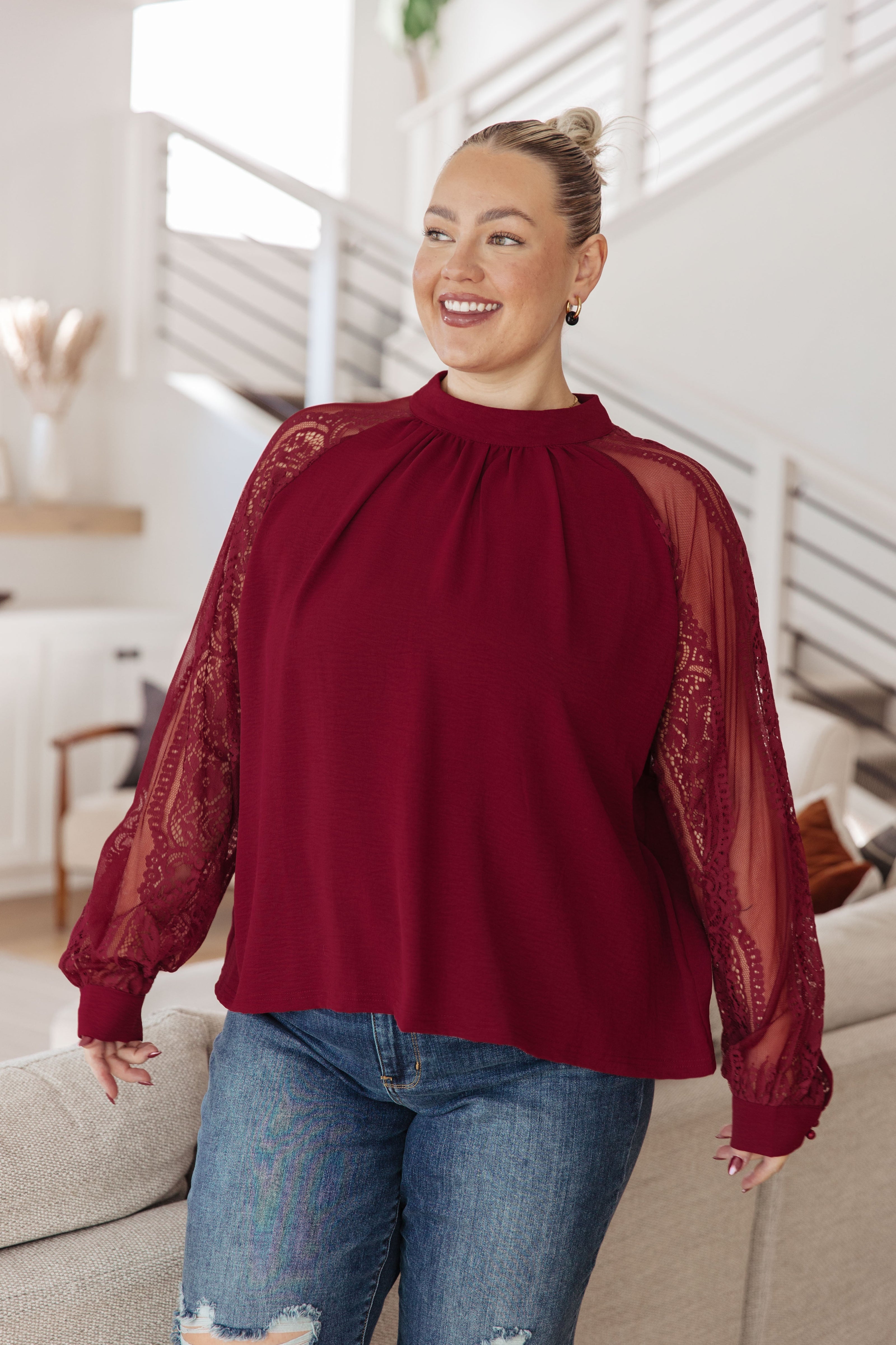 Lace on My Sleeves Blouse-Tops-Ave Shops-[option4]-[option5]-[option6]-[option7]-[option8]-Shop-Boutique-Clothing-for-Women-Online