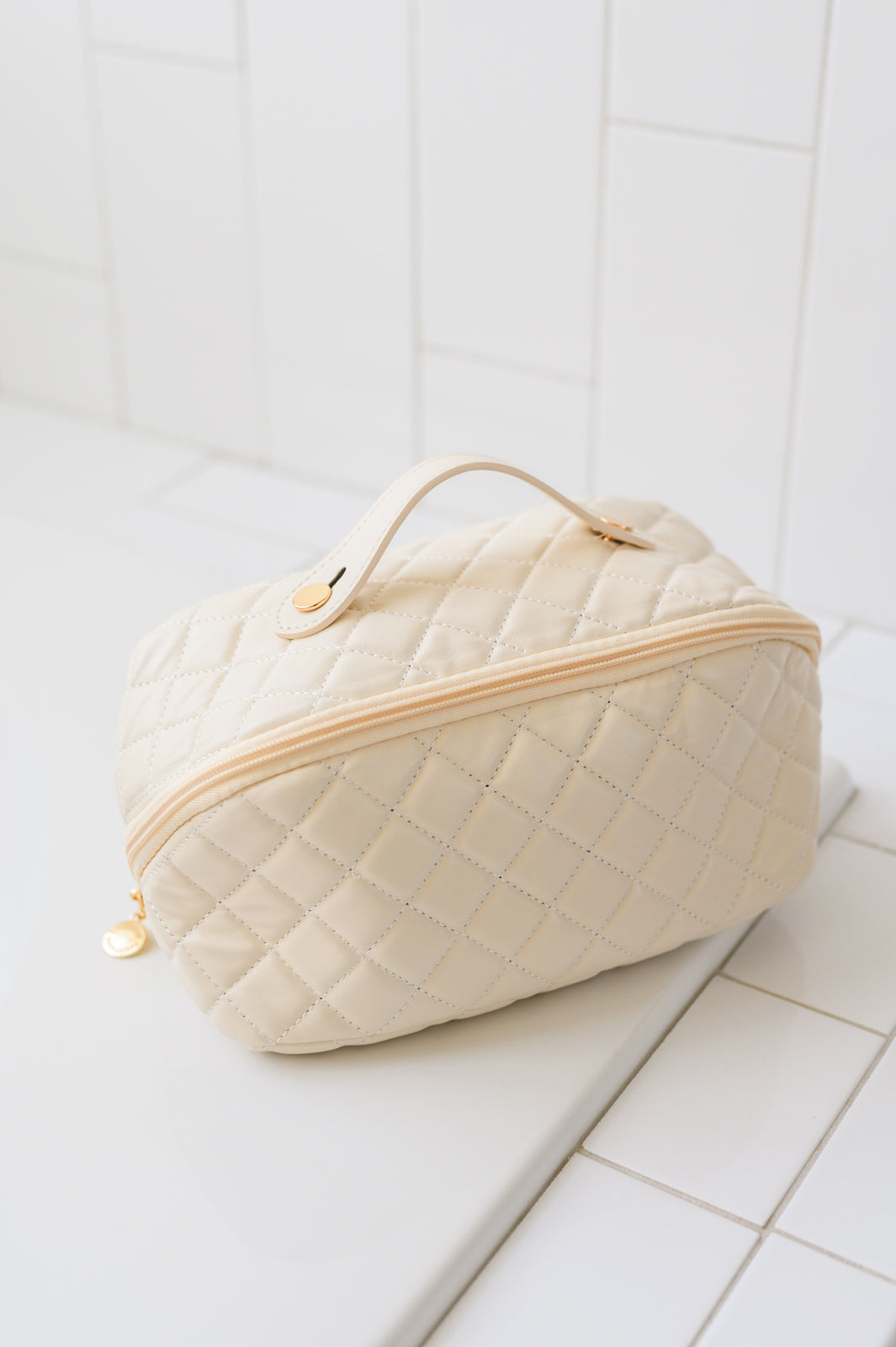 Large Capacity Quilted Makeup Bag in Cream-Accessories-Ave Shops-[option4]-[option5]-[option6]-[option7]-[option8]-Shop-Boutique-Clothing-for-Women-Online