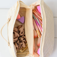 Large Capacity Quilted Makeup Bag in Cream-Accessories-Ave Shops-[option4]-[option5]-[option6]-[option7]-[option8]-Shop-Boutique-Clothing-for-Women-Online