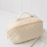 Large Capacity Quilted Makeup Bag in Cream-Accessories-Ave Shops-[option4]-[option5]-[option6]-[option7]-[option8]-Shop-Boutique-Clothing-for-Women-Online