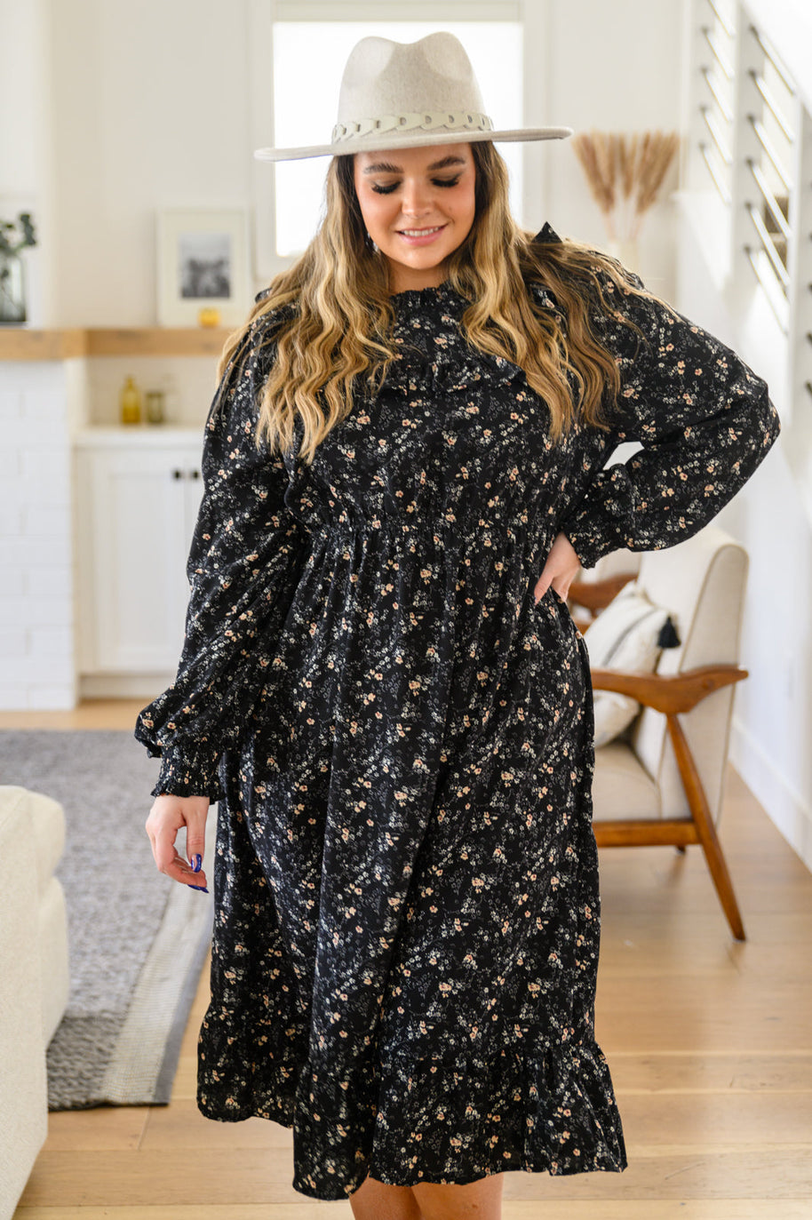 Larissa Long Sleeve Ruffle Hem Dress-Womens-Ave Shops-[option4]-[option5]-[option6]-[option7]-[option8]-Shop-Boutique-Clothing-for-Women-Online