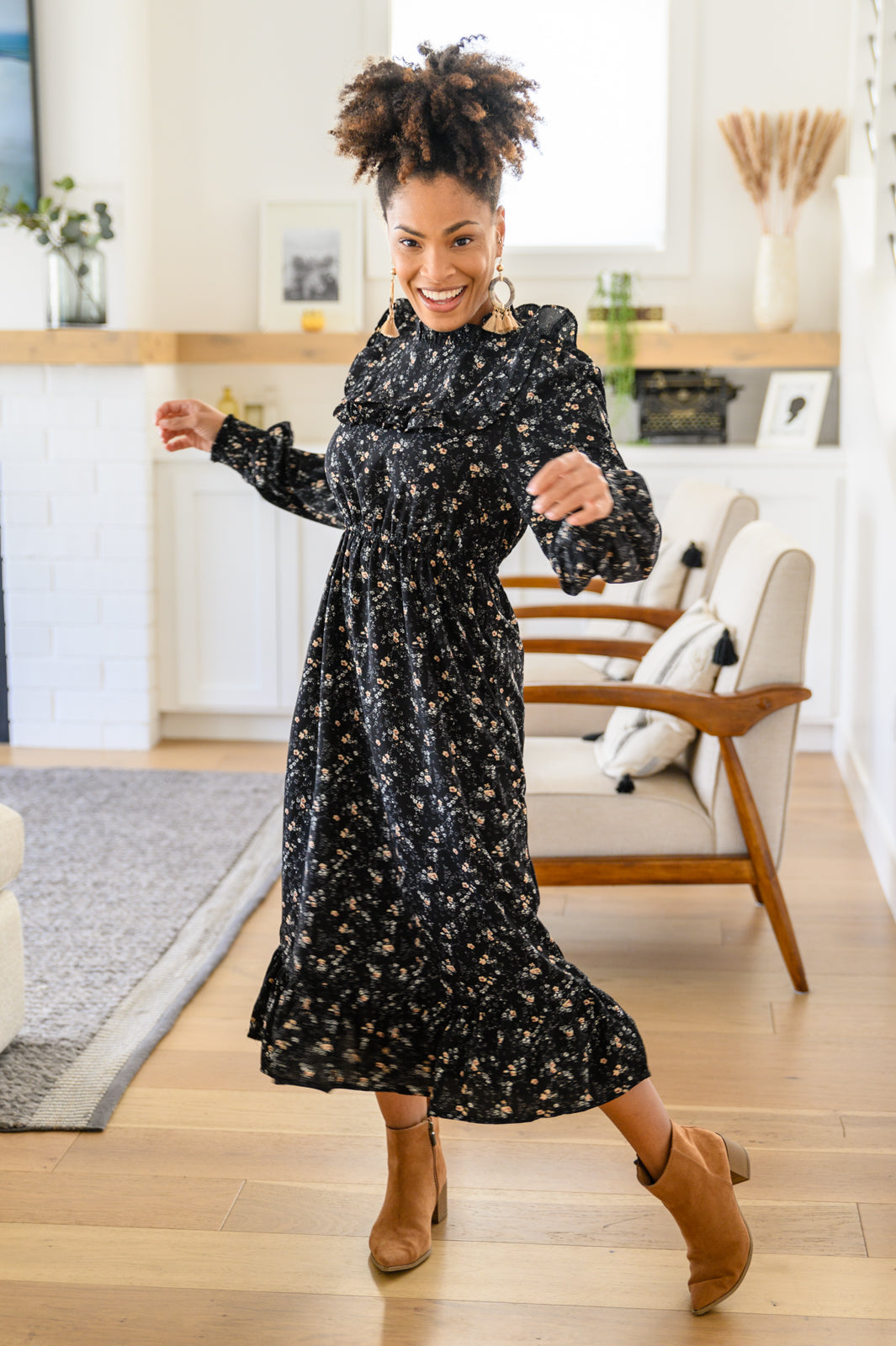 Larissa Long Sleeve Ruffle Hem Dress-Womens-Ave Shops-[option4]-[option5]-[option6]-[option7]-[option8]-Shop-Boutique-Clothing-for-Women-Online