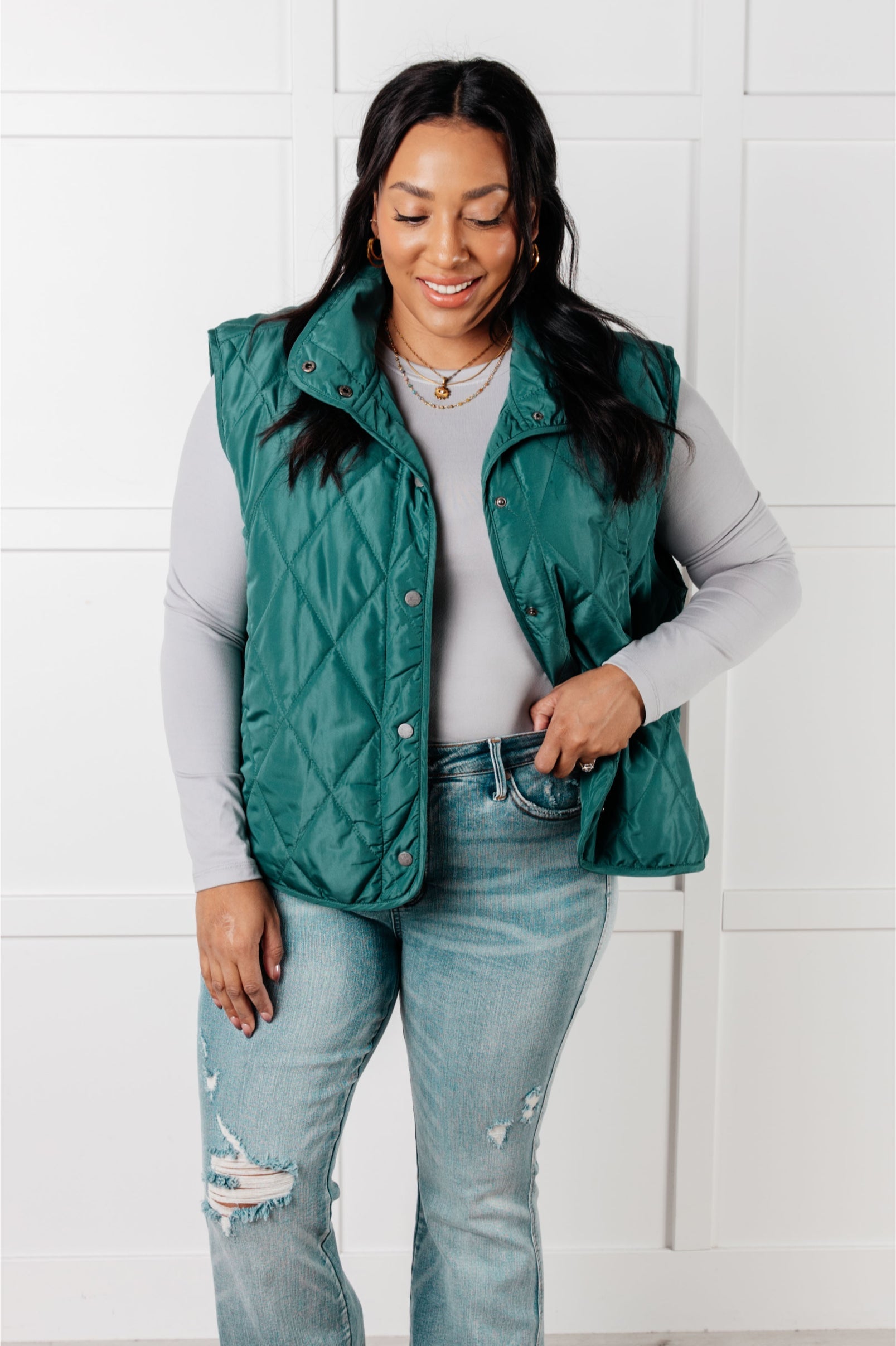 Layering Queen Quilted Puffer Vest in Hunter Green-Layers-Ave Shops-[option4]-[option5]-[option6]-[option7]-[option8]-Shop-Boutique-Clothing-for-Women-Online