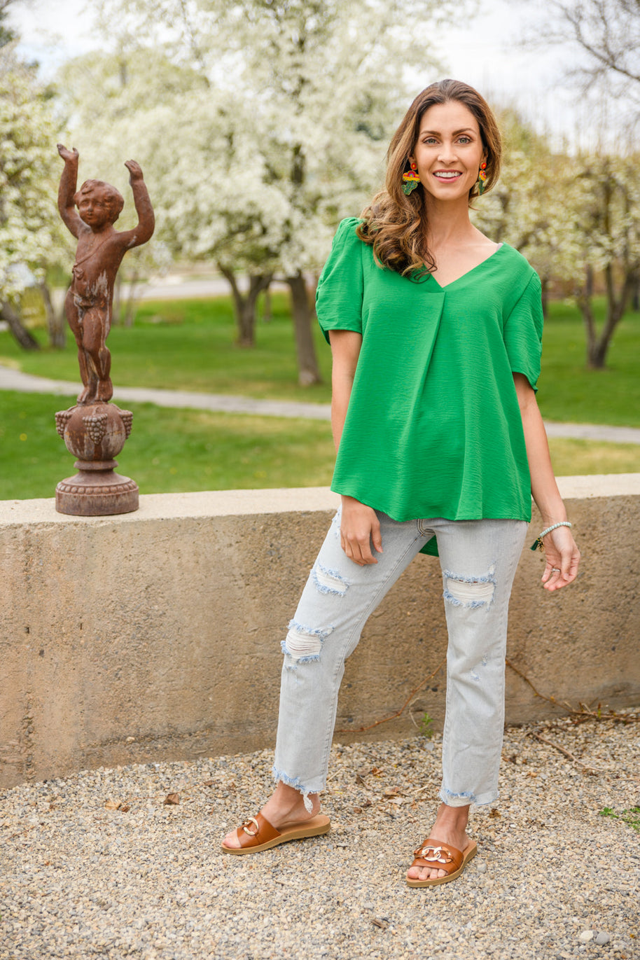 Let's Meet Up Green Blouse-Womens-Ave Shops-[option4]-[option5]-[option6]-[option7]-[option8]-Shop-Boutique-Clothing-for-Women-Online