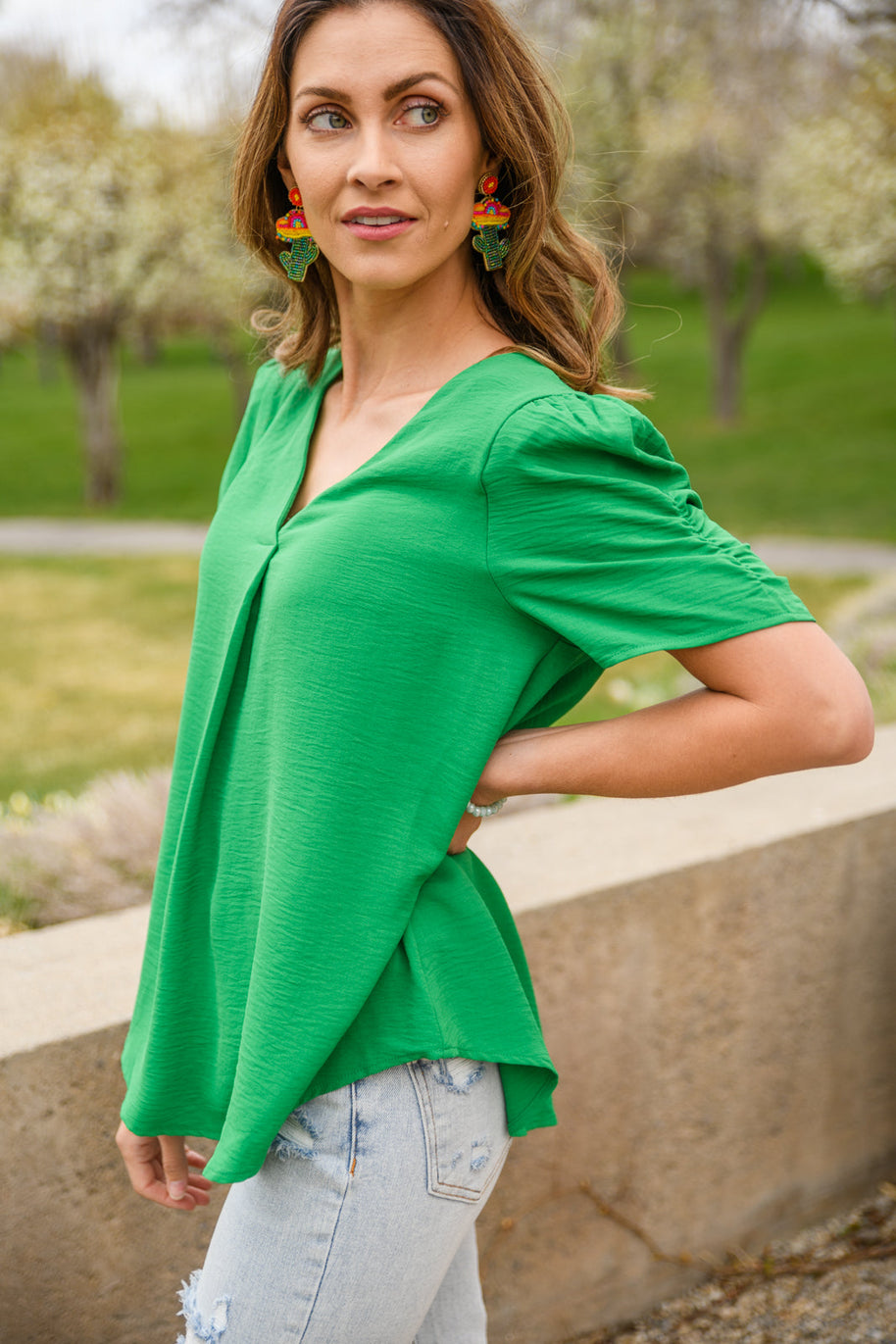 Let's Meet Up Green Blouse-Womens-Ave Shops-[option4]-[option5]-[option6]-[option7]-[option8]-Shop-Boutique-Clothing-for-Women-Online