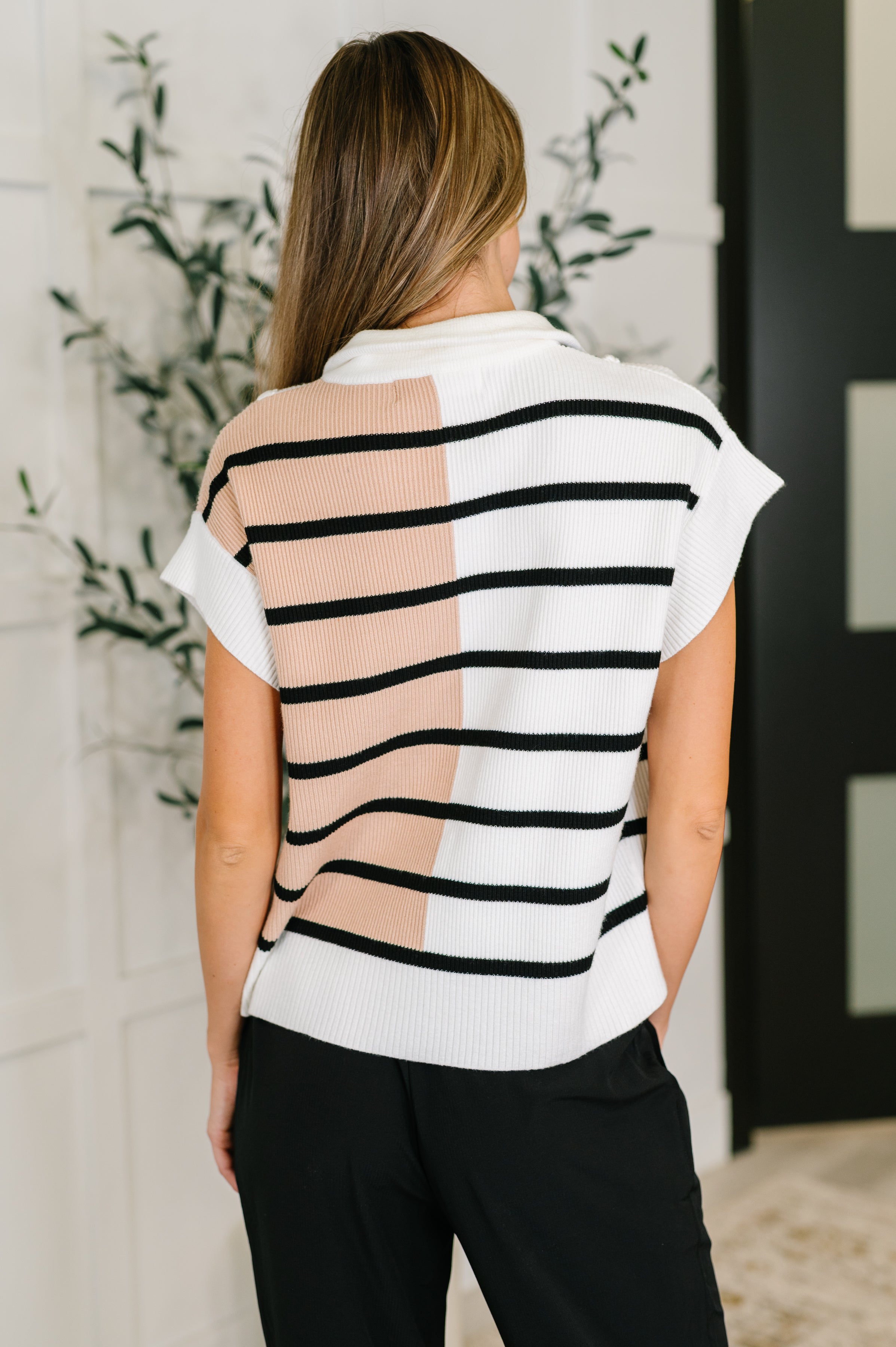 Lonely Traveler Striped Quarter Zip Sweater in White-Womens-Ave Shops-[option4]-[option5]-[option6]-[option7]-[option8]-Shop-Boutique-Clothing-for-Women-Online