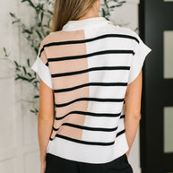 Lonely Traveler Striped Quarter Zip Sweater in White-Womens-Ave Shops-[option4]-[option5]-[option6]-[option7]-[option8]-Shop-Boutique-Clothing-for-Women-Online