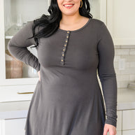 Long Sleeve Button Down Dress In Ash Gray-Womens-Ave Shops-[option4]-[option5]-[option6]-[option7]-[option8]-Shop-Boutique-Clothing-for-Women-Online