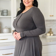 Long Sleeve Button Down Dress In Ash Gray-Womens-Ave Shops-[option4]-[option5]-[option6]-[option7]-[option8]-Shop-Boutique-Clothing-for-Women-Online
