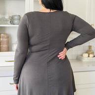 Long Sleeve Button Down Dress In Ash Gray-Womens-Ave Shops-[option4]-[option5]-[option6]-[option7]-[option8]-Shop-Boutique-Clothing-for-Women-Online