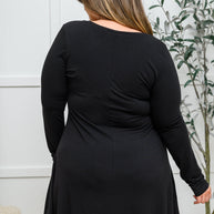 Long Sleeve Button Down Dress In Black-Womens-Ave Shops-[option4]-[option5]-[option6]-[option7]-[option8]-Shop-Boutique-Clothing-for-Women-Online