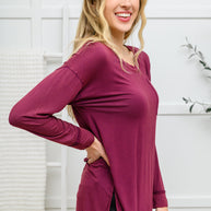 Long Sleeve Knit Top With Pocket In Burgundy-Womens-Ave Shops-[option4]-[option5]-[option6]-[option7]-[option8]-Shop-Boutique-Clothing-for-Women-Online