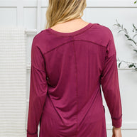 Long Sleeve Knit Top With Pocket In Burgundy-Womens-Ave Shops-[option4]-[option5]-[option6]-[option7]-[option8]-Shop-Boutique-Clothing-for-Women-Online