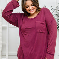 Long Sleeve Knit Top With Pocket In Burgundy-Womens-Ave Shops-[option4]-[option5]-[option6]-[option7]-[option8]-Shop-Boutique-Clothing-for-Women-Online