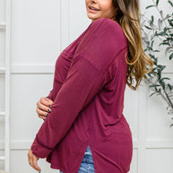 Long Sleeve Knit Top With Pocket In Burgundy-Womens-Ave Shops-[option4]-[option5]-[option6]-[option7]-[option8]-Shop-Boutique-Clothing-for-Women-Online