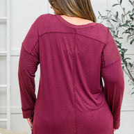 Long Sleeve Knit Top With Pocket In Burgundy-Womens-Ave Shops-[option4]-[option5]-[option6]-[option7]-[option8]-Shop-Boutique-Clothing-for-Women-Online