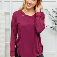 Long Sleeve Knit Top With Pocket In Burgundy-Womens-Ave Shops-[option4]-[option5]-[option6]-[option7]-[option8]-Shop-Boutique-Clothing-for-Women-Online