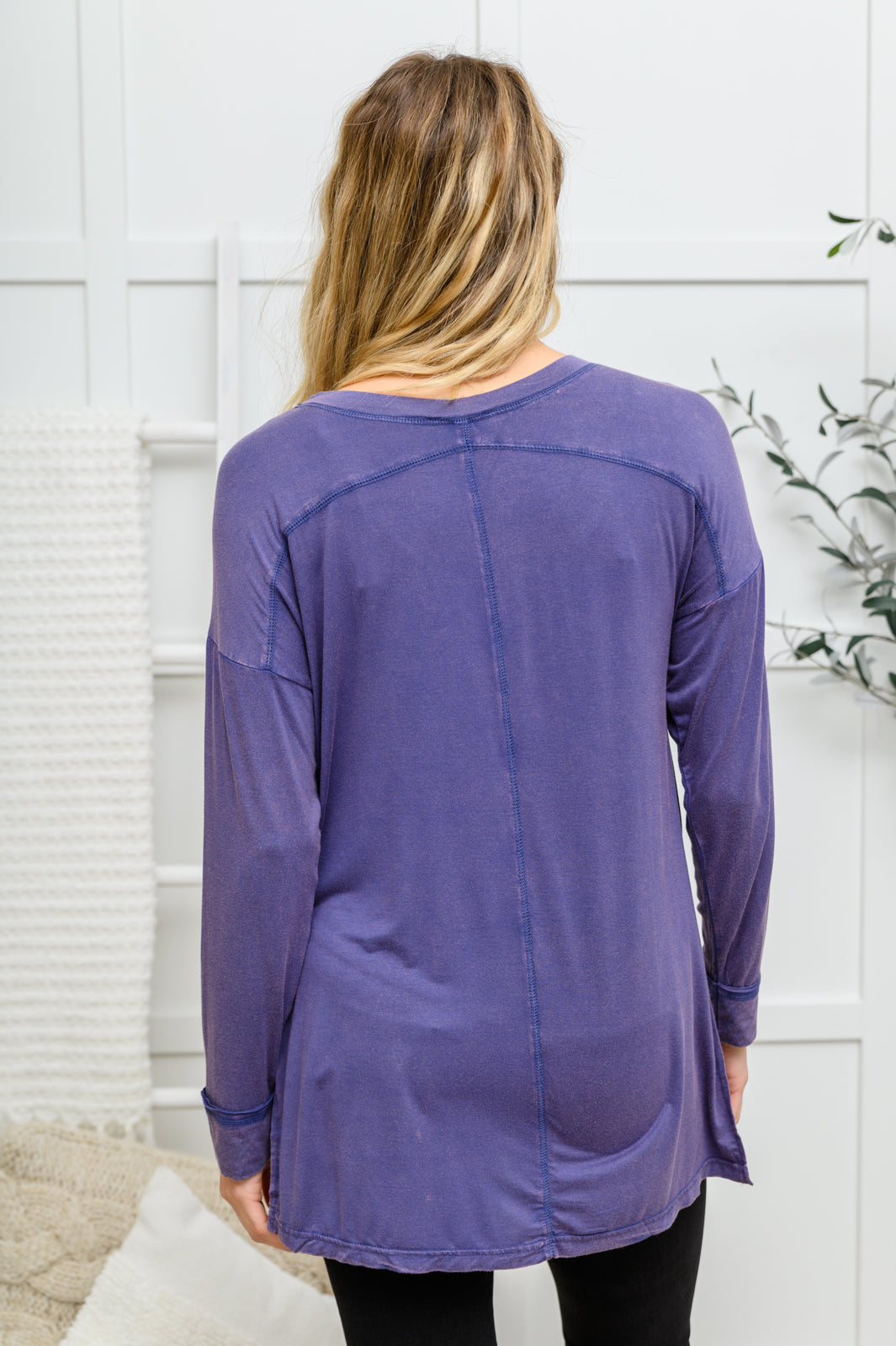 Long Sleeve Knit Top With Pocket In Denim Blue-Womens-Ave Shops-[option4]-[option5]-[option6]-[option7]-[option8]-Shop-Boutique-Clothing-for-Women-Online