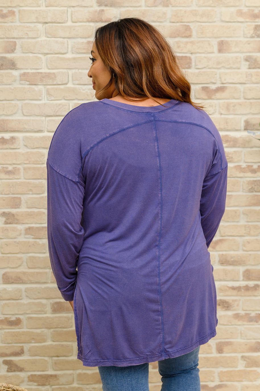 Long Sleeve Knit Top With Pocket In Denim Blue-Womens-Ave Shops-[option4]-[option5]-[option6]-[option7]-[option8]-Shop-Boutique-Clothing-for-Women-Online