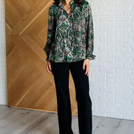 Looking Out Damask Print Blouse-Blouses-Ave Shops-[option4]-[option5]-[option6]-[option7]-[option8]-Shop-Boutique-Clothing-for-Women-Online