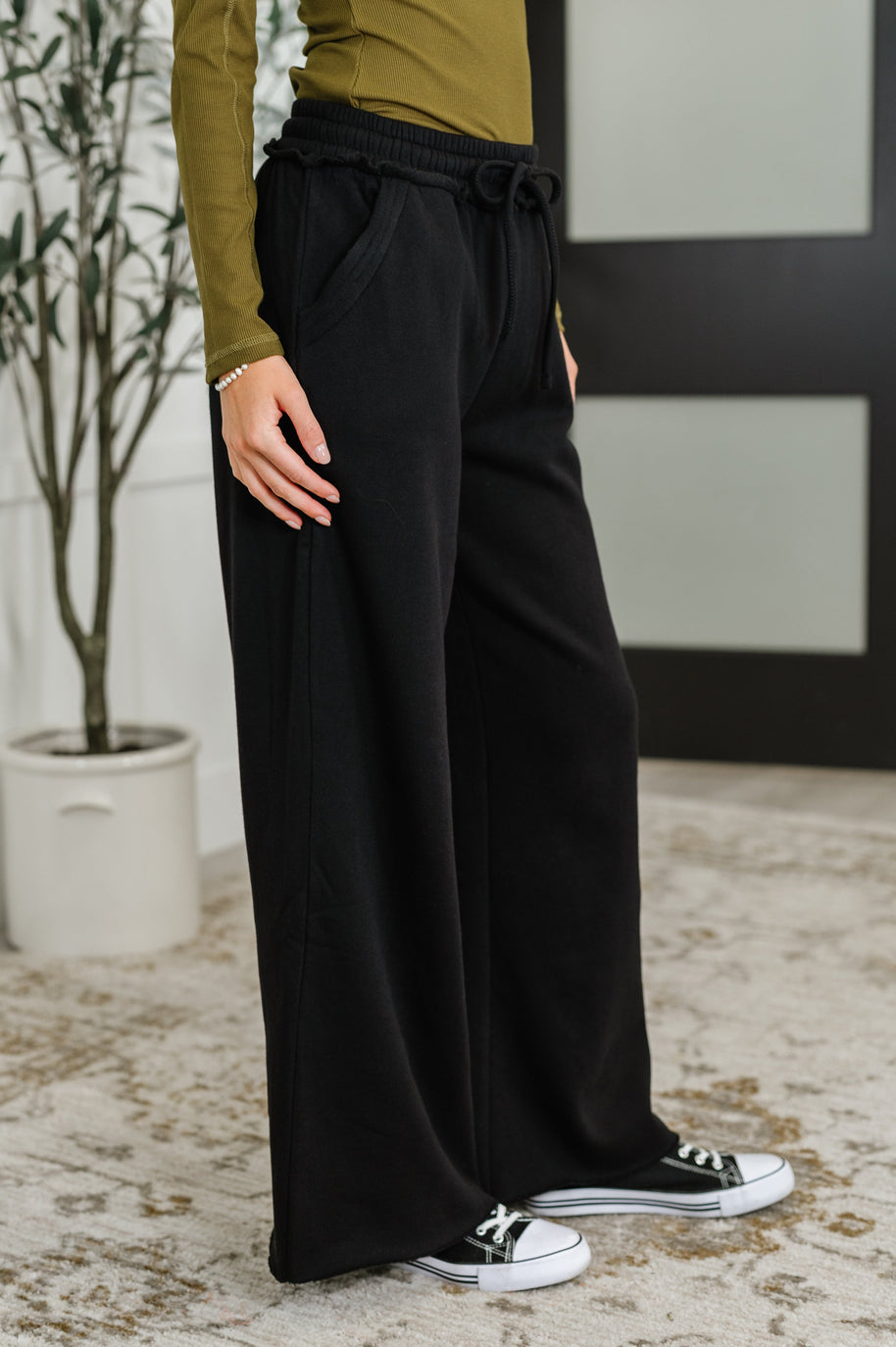 Lounge Line Wide Leg Sweats in Black-Womens-Ave Shops-[option4]-[option5]-[option6]-[option7]-[option8]-Shop-Boutique-Clothing-for-Women-Online