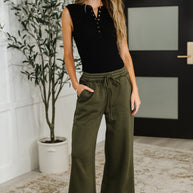 Lounge Line Wide Leg Sweats in Dark Olive-Womens-Ave Shops-[option4]-[option5]-[option6]-[option7]-[option8]-Shop-Boutique-Clothing-for-Women-Online