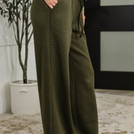 Lounge Line Wide Leg Sweats in Dark Olive-Womens-Ave Shops-[option4]-[option5]-[option6]-[option7]-[option8]-Shop-Boutique-Clothing-for-Women-Online