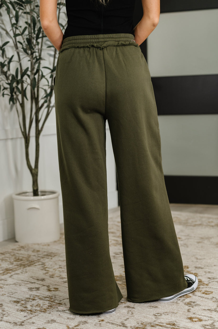 Lounge Line Wide Leg Sweats in Dark Olive-Womens-Ave Shops-[option4]-[option5]-[option6]-[option7]-[option8]-Shop-Boutique-Clothing-for-Women-Online