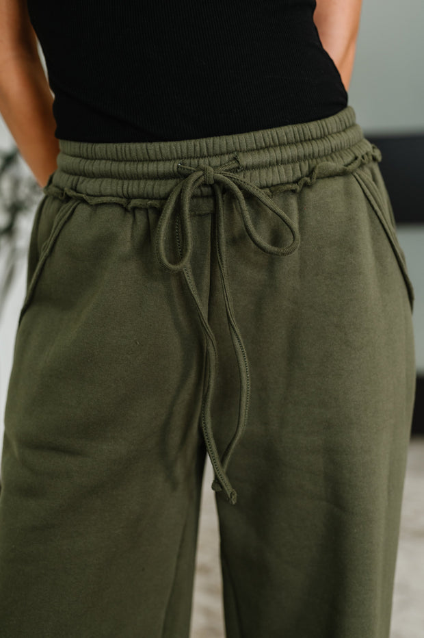 Lounge Line Wide Leg Sweats in Dark Olive-Womens-Ave Shops-[option4]-[option5]-[option6]-[option7]-[option8]-Shop-Boutique-Clothing-for-Women-Online