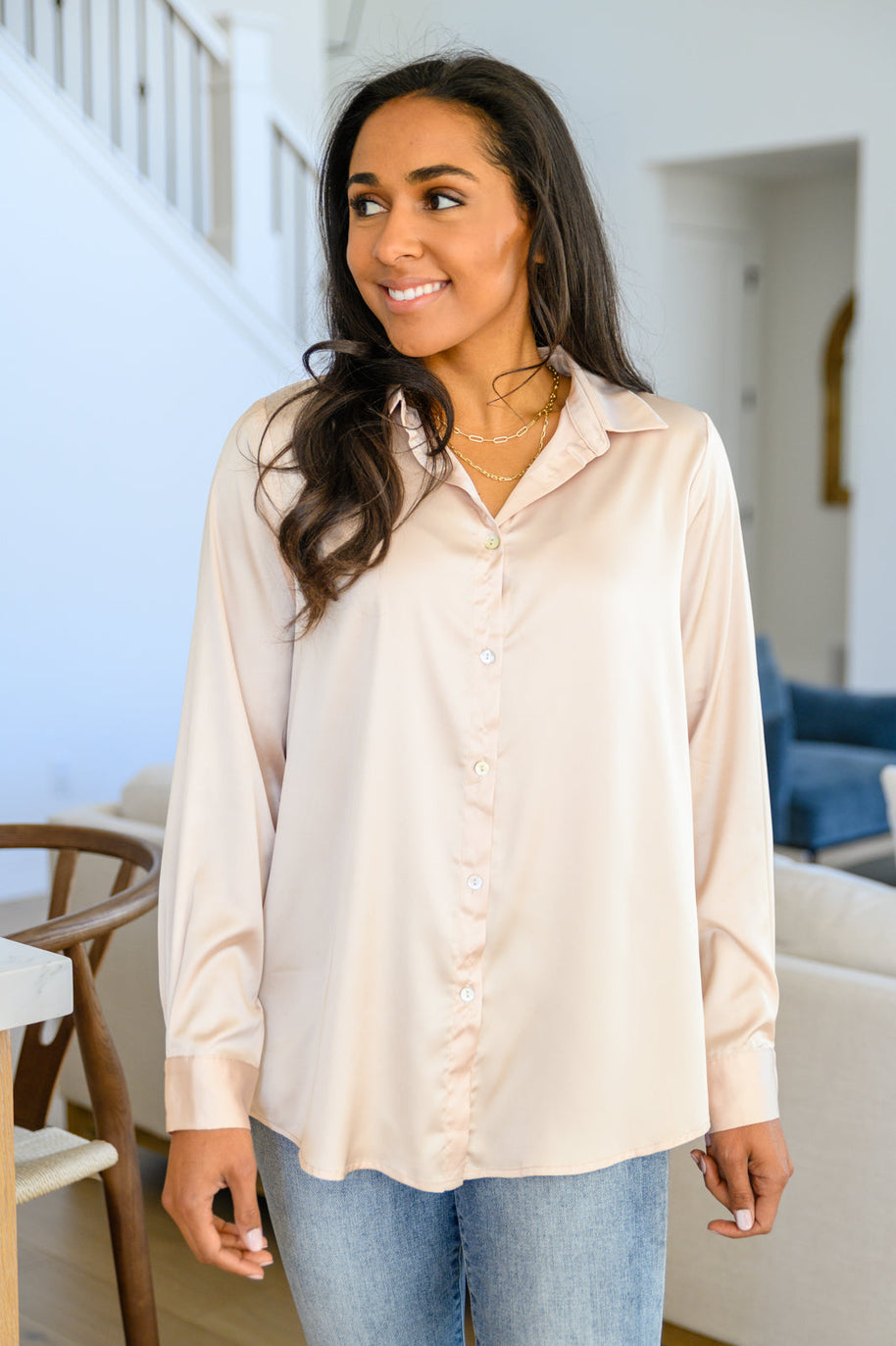 Loved For Years Satin Button Up In Beige-Womens-Ave Shops-[option4]-[option5]-[option6]-[option7]-[option8]-Shop-Boutique-Clothing-for-Women-Online