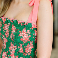 Low Effort, High Impact Tiered Dress in Green/Coral-Womens-Ave Shops-[option4]-[option5]-[option6]-[option7]-[option8]-Shop-Boutique-Clothing-for-Women-Online