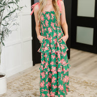 Low Effort, High Impact Tiered Dress in Green/Coral-Womens-Ave Shops-[option4]-[option5]-[option6]-[option7]-[option8]-Shop-Boutique-Clothing-for-Women-Online