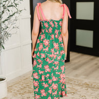Low Effort, High Impact Tiered Dress in Green/Coral-Womens-Ave Shops-[option4]-[option5]-[option6]-[option7]-[option8]-Shop-Boutique-Clothing-for-Women-Online