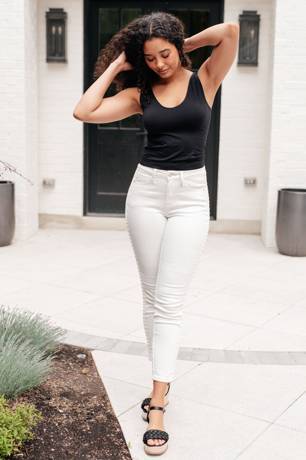 Judy Blue Maddie Mid Rise Braided Side Seam Relaxed Jeans-Denim-Ave Shops-[option4]-[option5]-[option6]-[option7]-[option8]-Shop-Boutique-Clothing-for-Women-Online