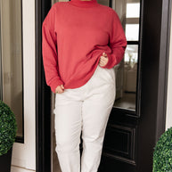 Make No Mistake Mock Neck Pullover in Cranberry-Tops-Ave Shops-[option4]-[option5]-[option6]-[option7]-[option8]-Shop-Boutique-Clothing-for-Women-Online