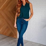 Matter of Fact Pleat Front Sleeveless Blouse in Sea Green-Blouses-Ave Shops-[option4]-[option5]-[option6]-[option7]-[option8]-Shop-Boutique-Clothing-for-Women-Online