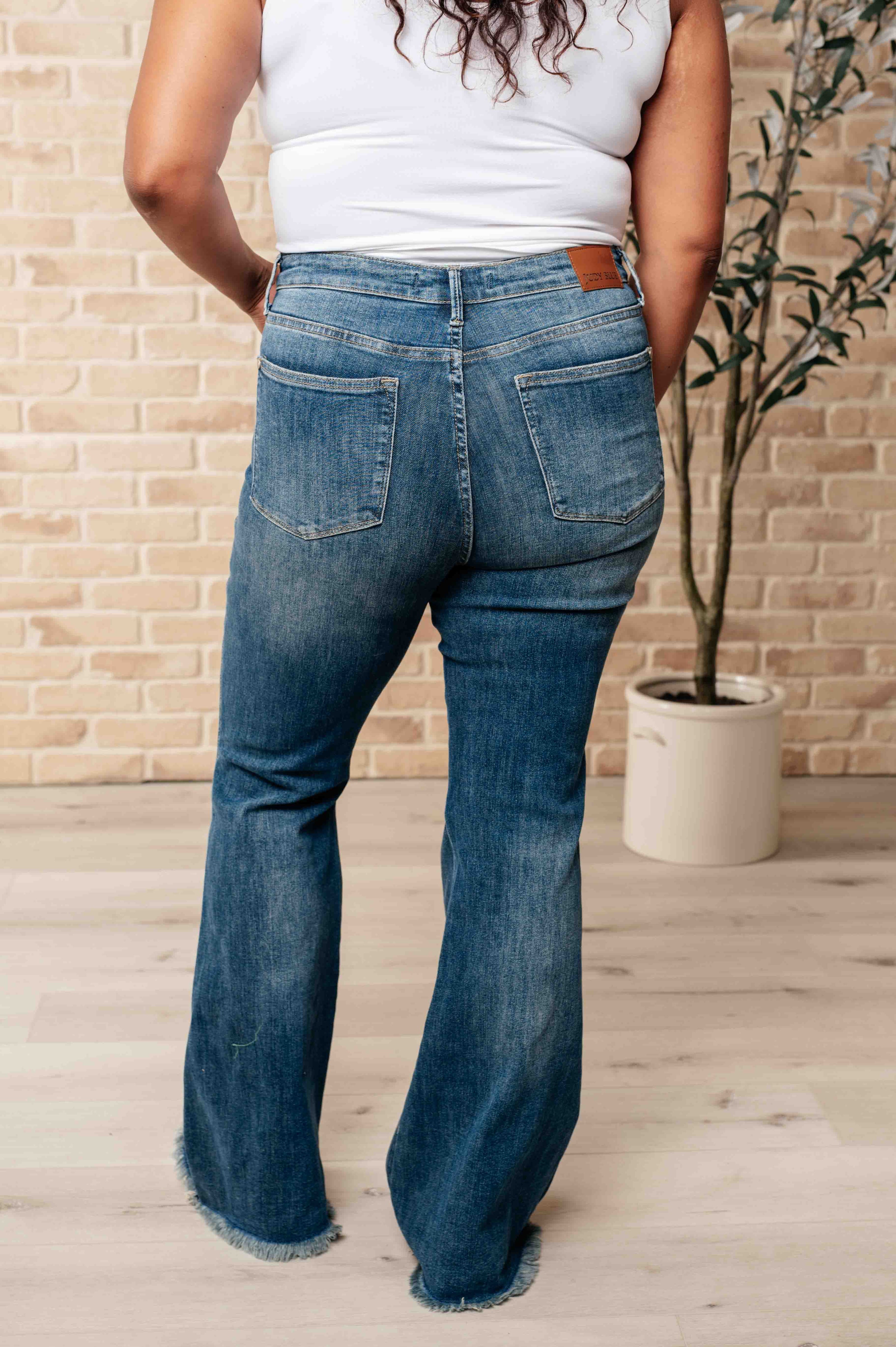Judy Blue Miley High Waist Control Top Frayed Hem Flare Jeans-Denim-Ave Shops-[option4]-[option5]-[option6]-[option7]-[option8]-Shop-Boutique-Clothing-for-Women-Online