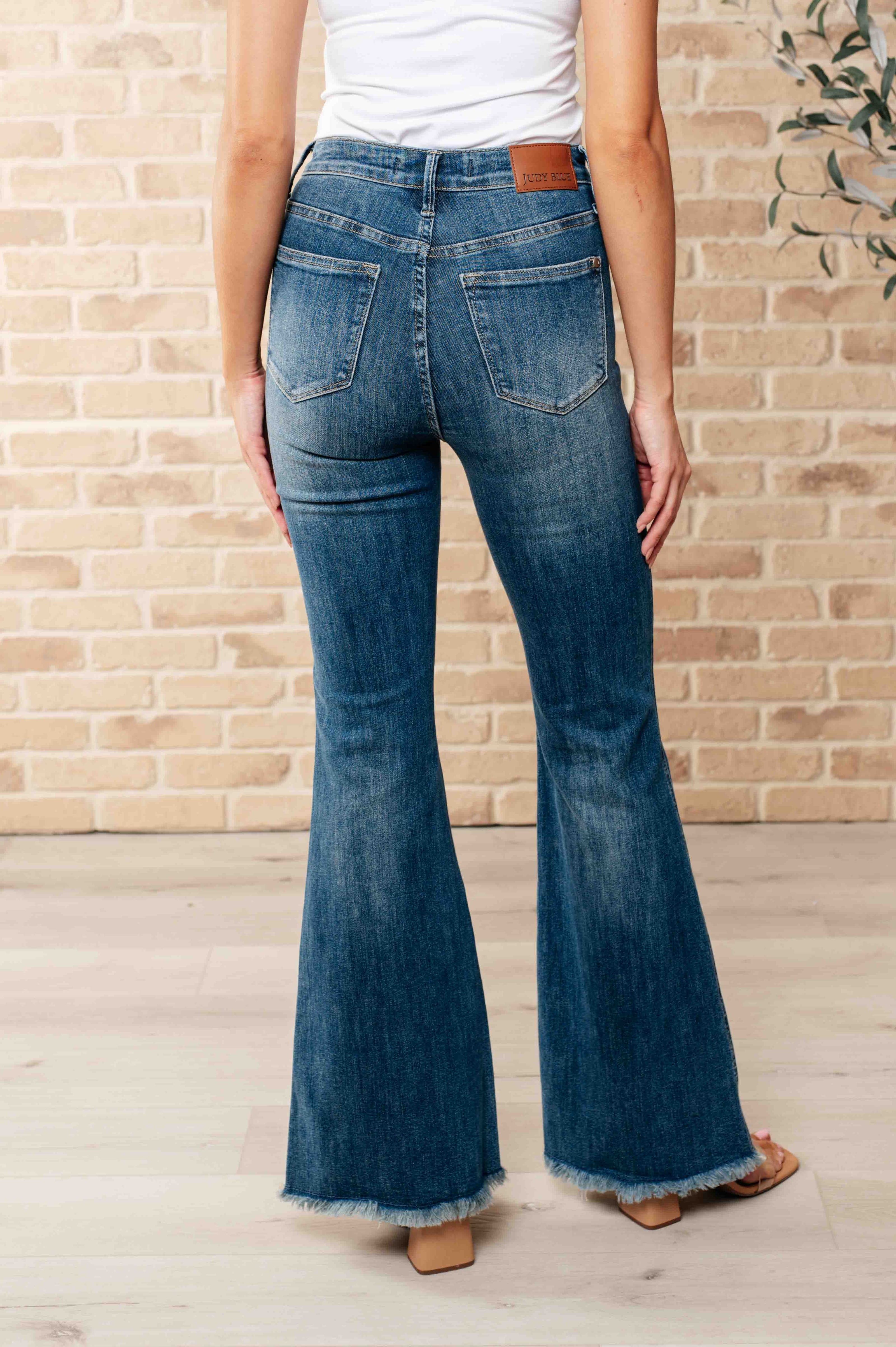 Judy Blue Miley High Waist Control Top Frayed Hem Flare Jeans-Denim-Ave Shops-[option4]-[option5]-[option6]-[option7]-[option8]-Shop-Boutique-Clothing-for-Women-Online