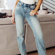 Judy Blue Miranda High Rise Plaid Cuff Vintage Straight Jeans-Denim-Ave Shops-[option4]-[option5]-[option6]-[option7]-[option8]-Shop-Boutique-Clothing-for-Women-Online