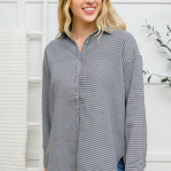 Mixed Houndstooth Button Up Top-Womens-Ave Shops-[option4]-[option5]-[option6]-[option7]-[option8]-Shop-Boutique-Clothing-for-Women-Online