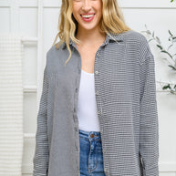 Mixed Houndstooth Button Up Top-Womens-Ave Shops-[option4]-[option5]-[option6]-[option7]-[option8]-Shop-Boutique-Clothing-for-Women-Online