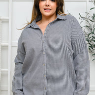 Mixed Houndstooth Button Up Top-Womens-Ave Shops-[option4]-[option5]-[option6]-[option7]-[option8]-Shop-Boutique-Clothing-for-Women-Online