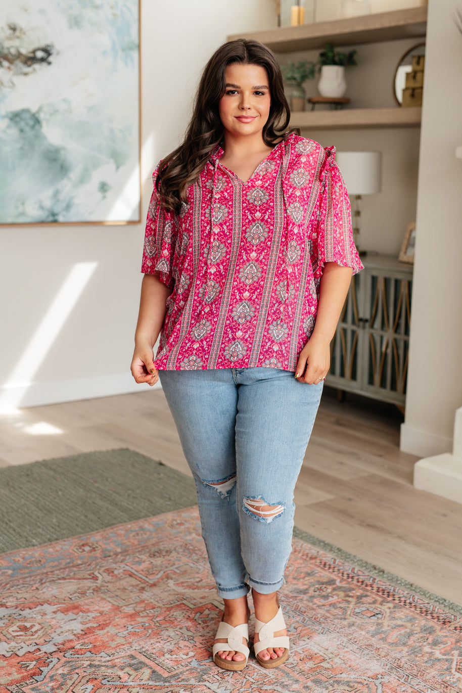 Moments Like This V-Neck Bell Sleeve Blouse-Tops-Ave Shops-[option4]-[option5]-[option6]-[option7]-[option8]-Shop-Boutique-Clothing-for-Women-Online
