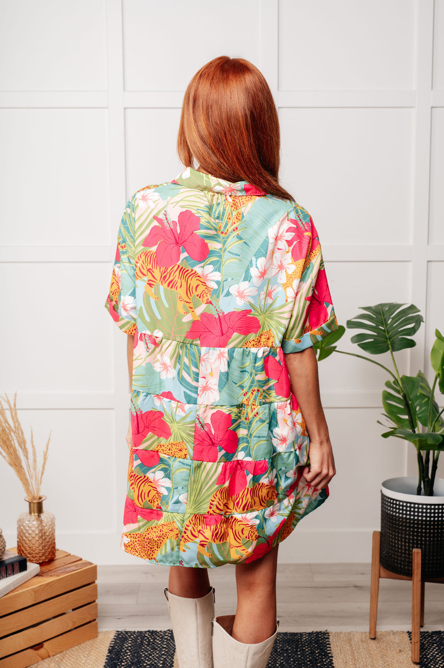 Mother Nature's Recipes Collared Dress in Green-Dresses-Ave Shops-[option4]-[option5]-[option6]-[option7]-[option8]-Shop-Boutique-Clothing-for-Women-Online