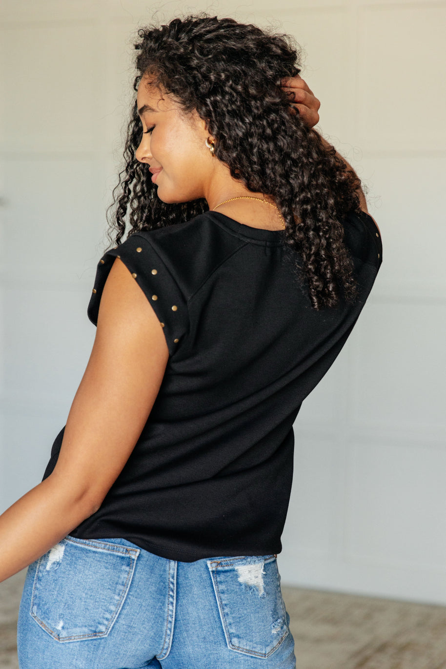 My Domain Studded Cap Sleeve Top-Tops-Ave Shops-[option4]-[option5]-[option6]-[option7]-[option8]-Shop-Boutique-Clothing-for-Women-Online
