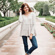 Nicely Done Tiered Top in Gray-Womens-Ave Shops-[option4]-[option5]-[option6]-[option7]-[option8]-Shop-Boutique-Clothing-for-Women-Online