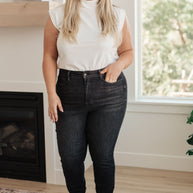 Judy Blue Octavia High Rise Control Top Skinny Jeans in Washed Black-Denim-Ave Shops-[option4]-[option5]-[option6]-[option7]-[option8]-Shop-Boutique-Clothing-for-Women-Online