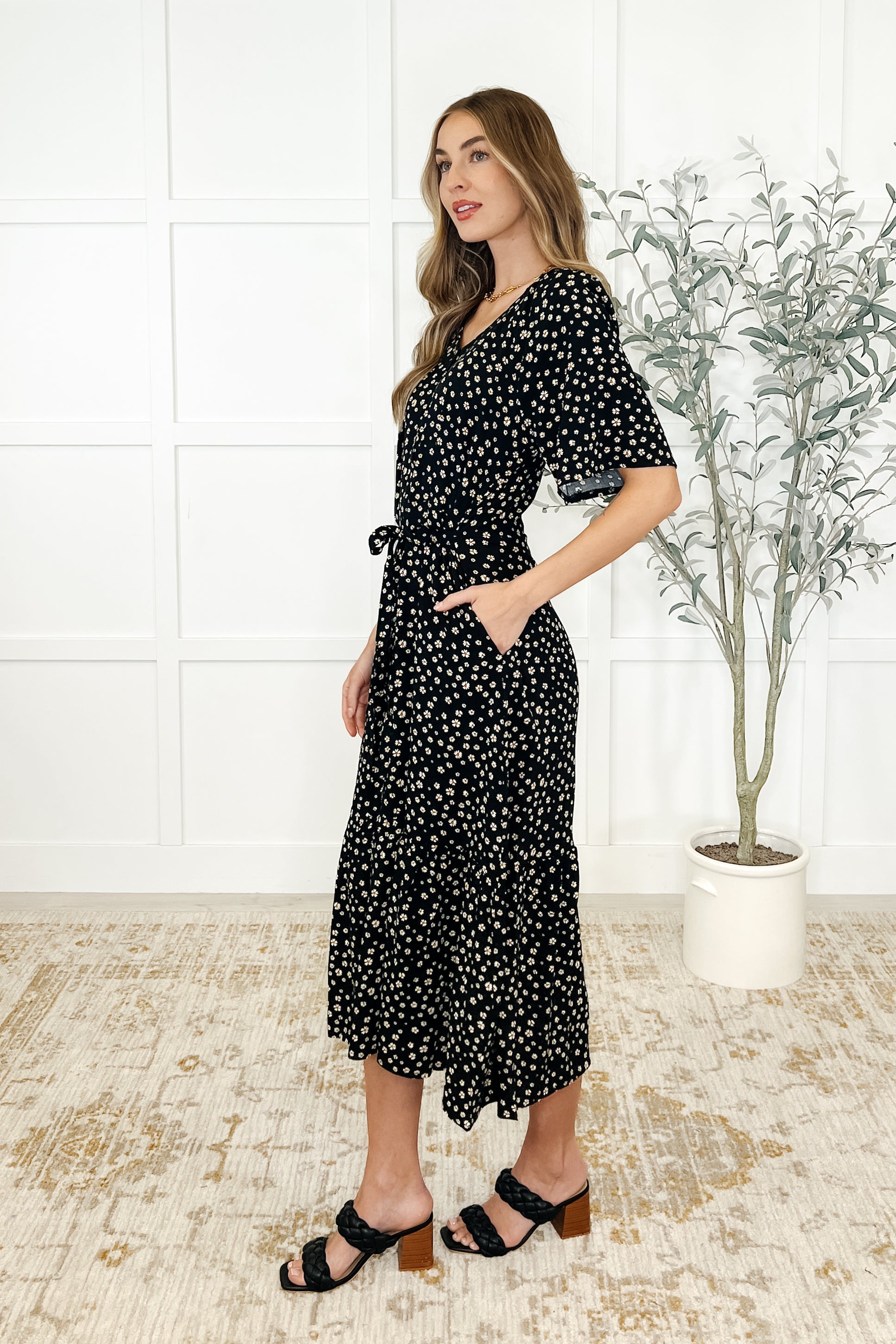 Olive Dress Daisy Blossoms-Womens-Ave Shops-[option4]-[option5]-[option6]-[option7]-[option8]-Shop-Boutique-Clothing-for-Women-Online